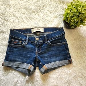Hollister Jean Shorts Size 0 W23 Women's Midi Short Medium Wash Blue Denim